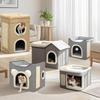 Cozy Foldable Cat Villa with Scratch Board – Warm, Washable, Large Enclosed Pet Nest