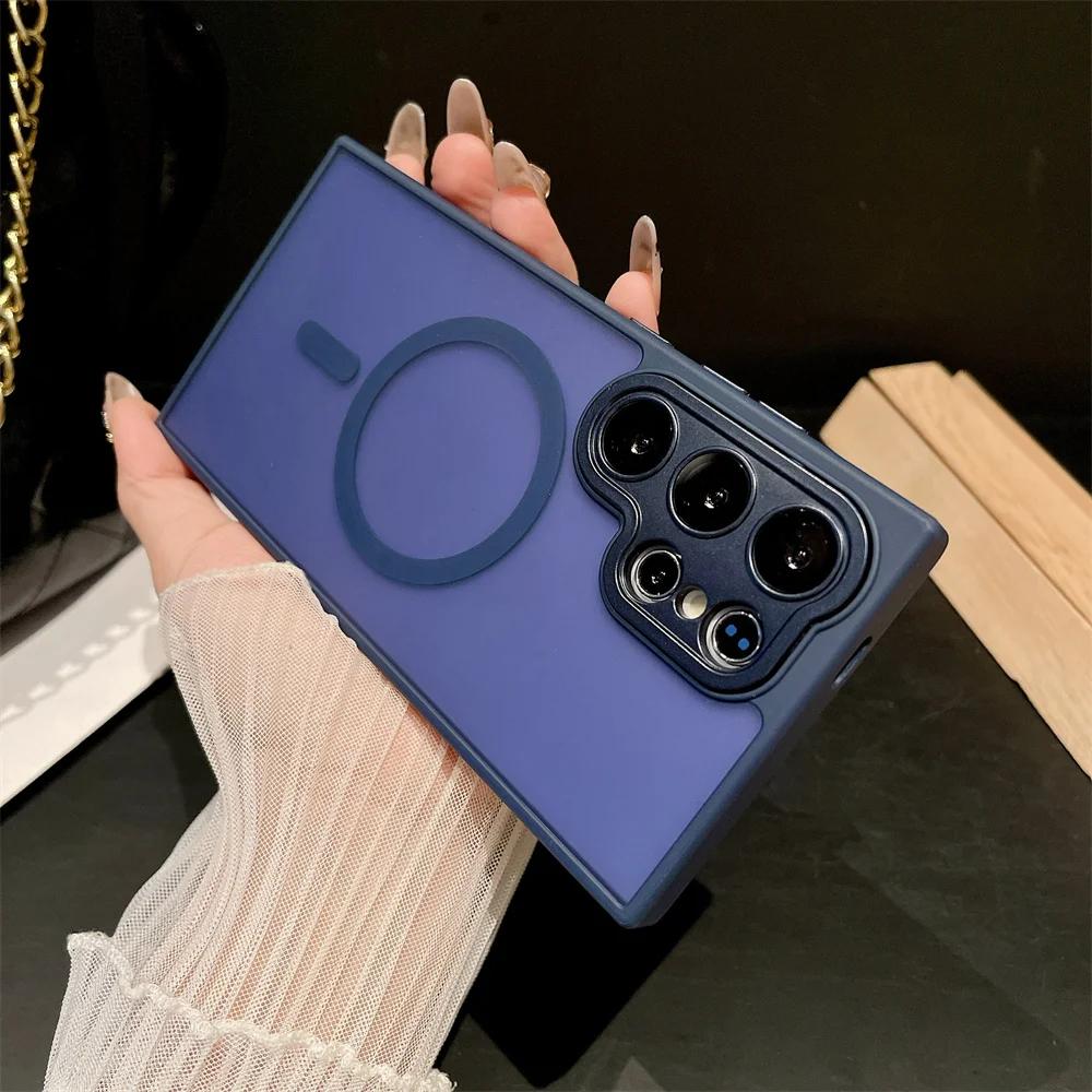 Luxury Translucent Case For Samsung Galaxy S26 S25 S24 S23 Ultra Plus FE Magnetic Wireless Charge Armor Shockproof Cover