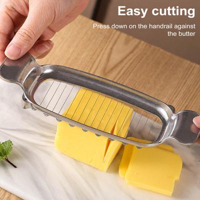 Butter Cutter Cheese Slicer Stainless Steel Quick Easy Cutting Grid for Portion Control Eggs Fruit Slicer Kitchen Tool for Precise Slicing