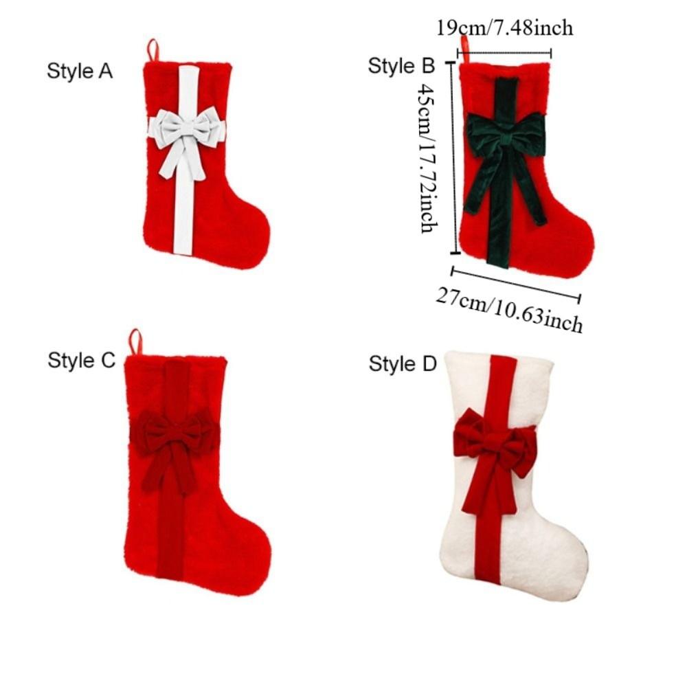 With Bow Christmas Gift Bag Cartoon Xmas Tree Hanging Socks Christmas Present Bag Kids