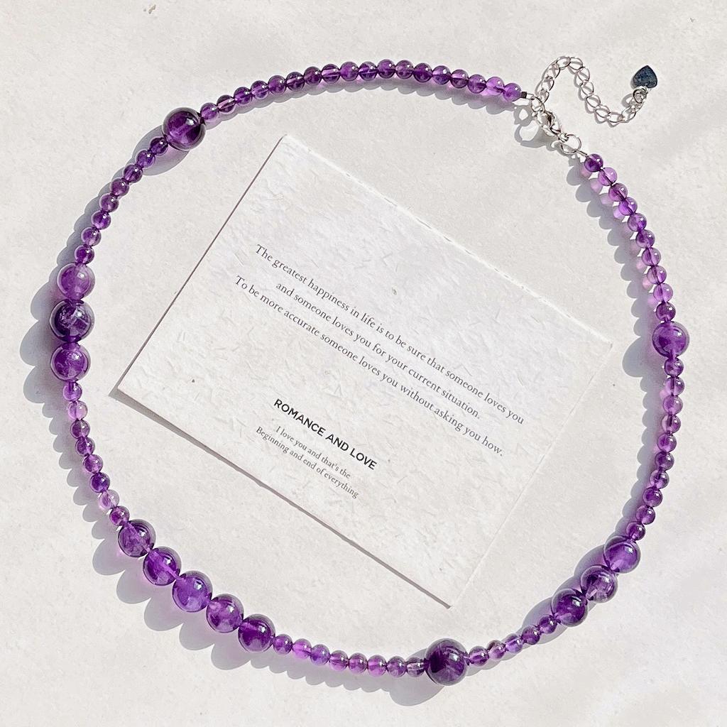 Natürliche Eisdurchlässige Amethyst Gypsy Design Halskette Schlüsselbein Kette Pullover Kette