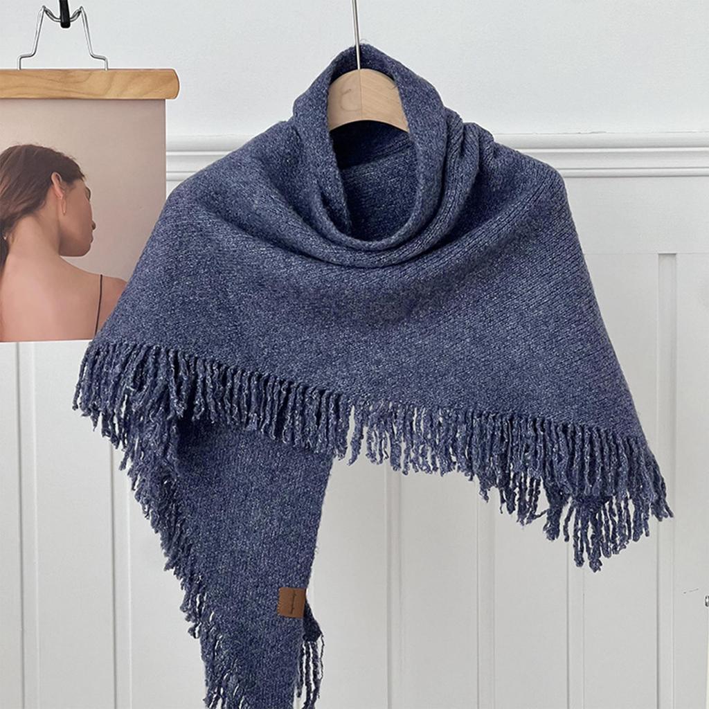 Women's Fashionable Wool Shawl, Women's High-end Sense, Fashionable And Versatile, Warm Scarf, Solid Color Tassel Knitted Scarf