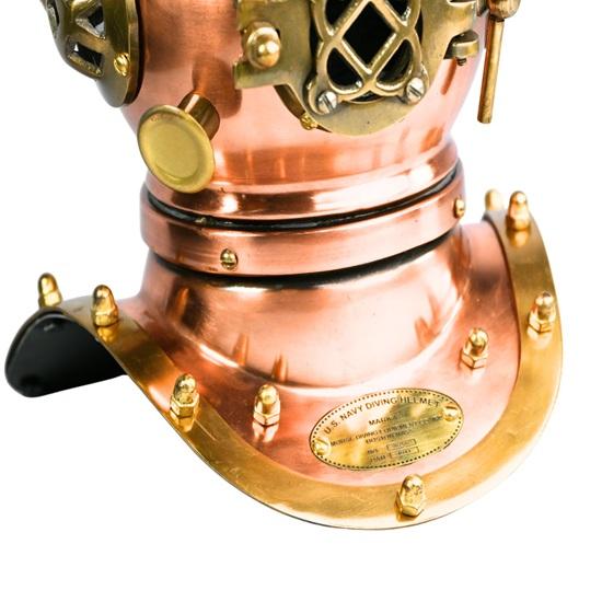 Réplica de Capacete de Mergulho de Latão Cobre Decoração Náutica Steampunk