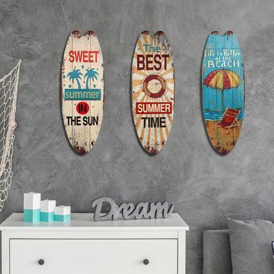 3 buc Plăci Surf pentru Decorațiuni Decorațiuni de Casă Decor Agățat Semn Decorativ Semne de Perete Ornament Tematic Placă din Lemn Placă de Lemn Surf de Lemn Plajă
