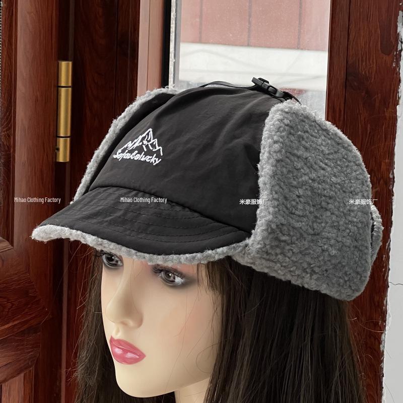 Winter Warmer Lammwolle Schnabelmütze mit Ohrenschutz zum Radfahren und Skifahren