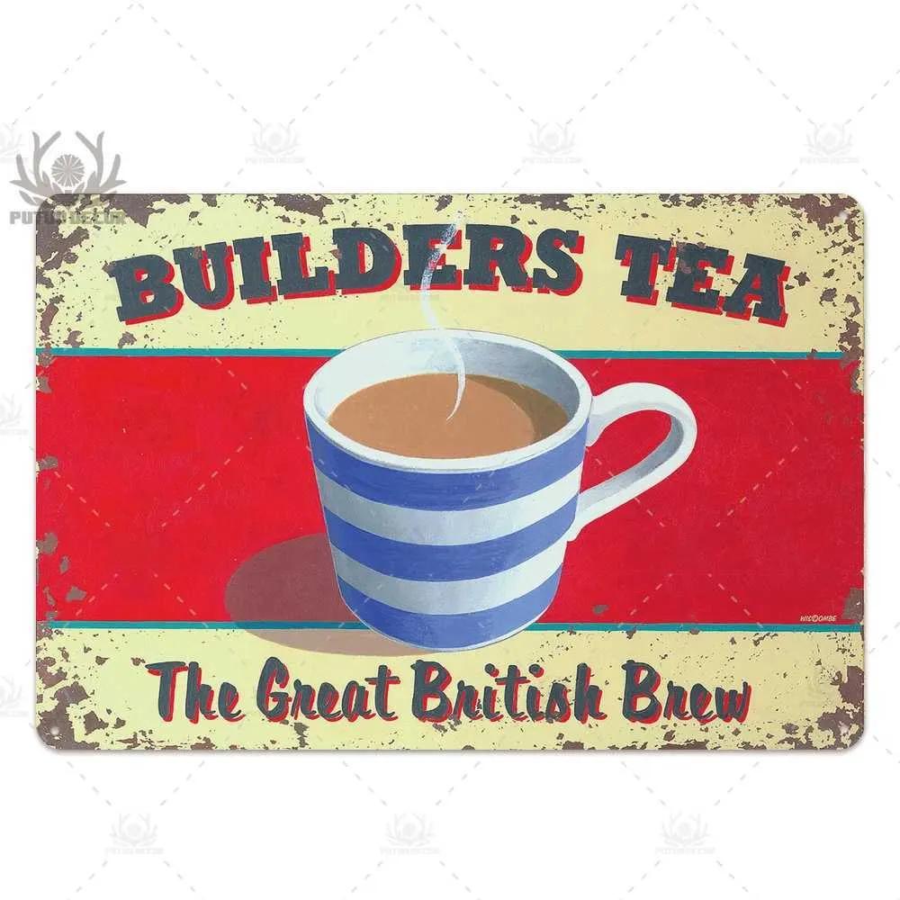 Tea Logo Metal Plaque Retro Metal Shabi Chic Tin Logo Metal Poster Decoration Iron Plate Kitchen Wall Decoration