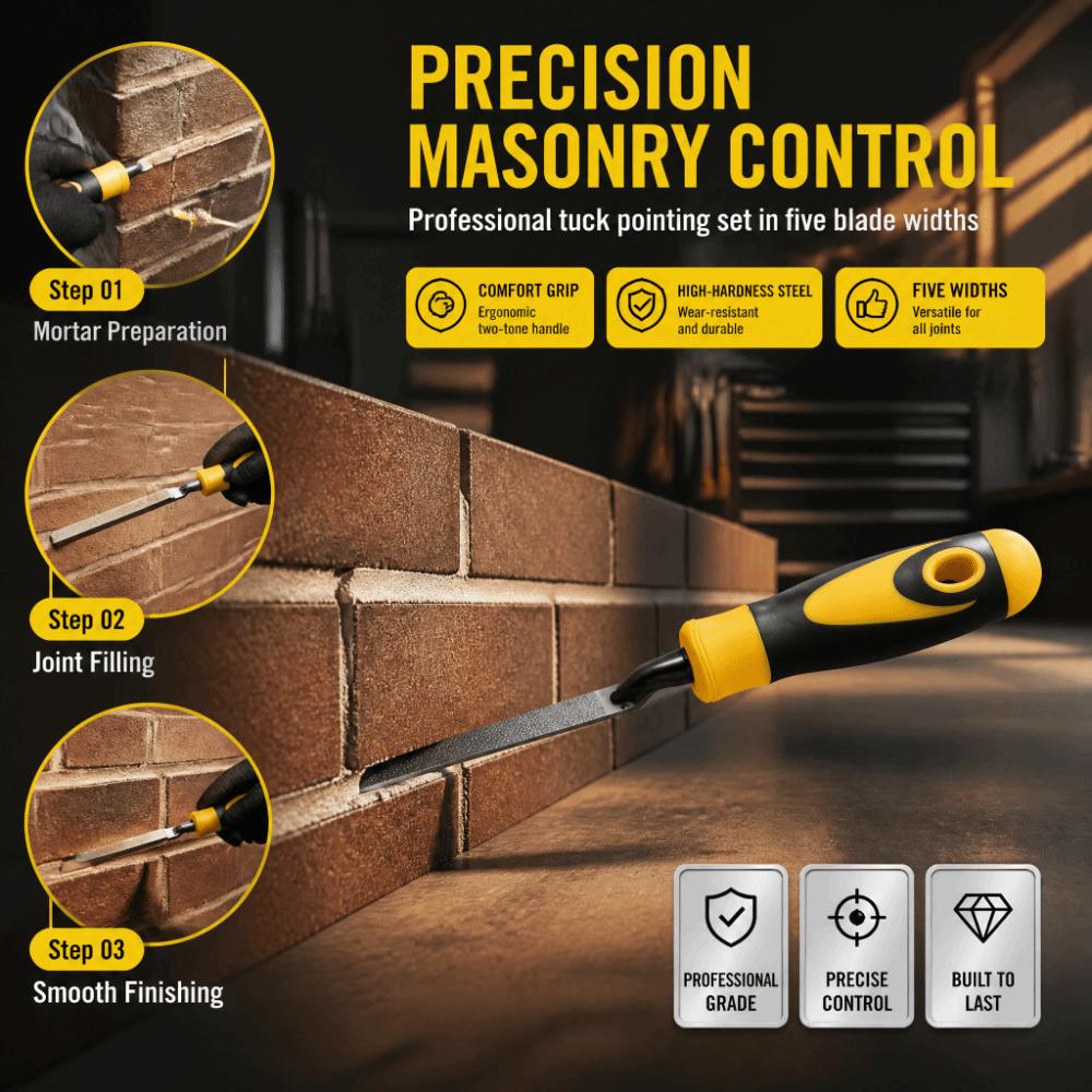 5pcs Ergonomic Tuck Pointing Tool Durable Brick Trowel Masonry Tool Floor Tile Grouting