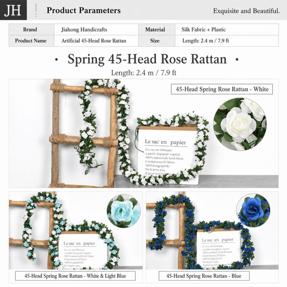 Green Leaves Included Artificial Rose Vine 2.4m Length Rose Flower Vine Party Decoration