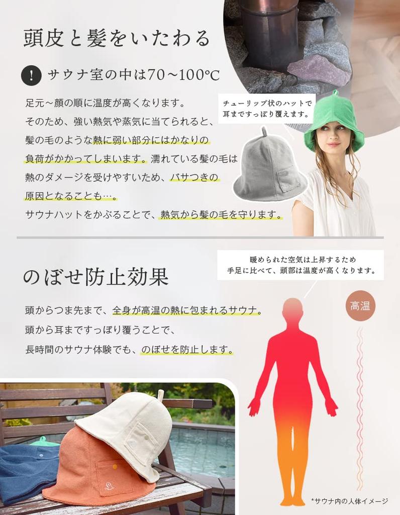 Sauna Hat Plain Simple Towel Fabric Pile Sauna Cap with Pocket Sauna Goods Washable Outdoor [Loo&c] Women's Men's [L-Orange]