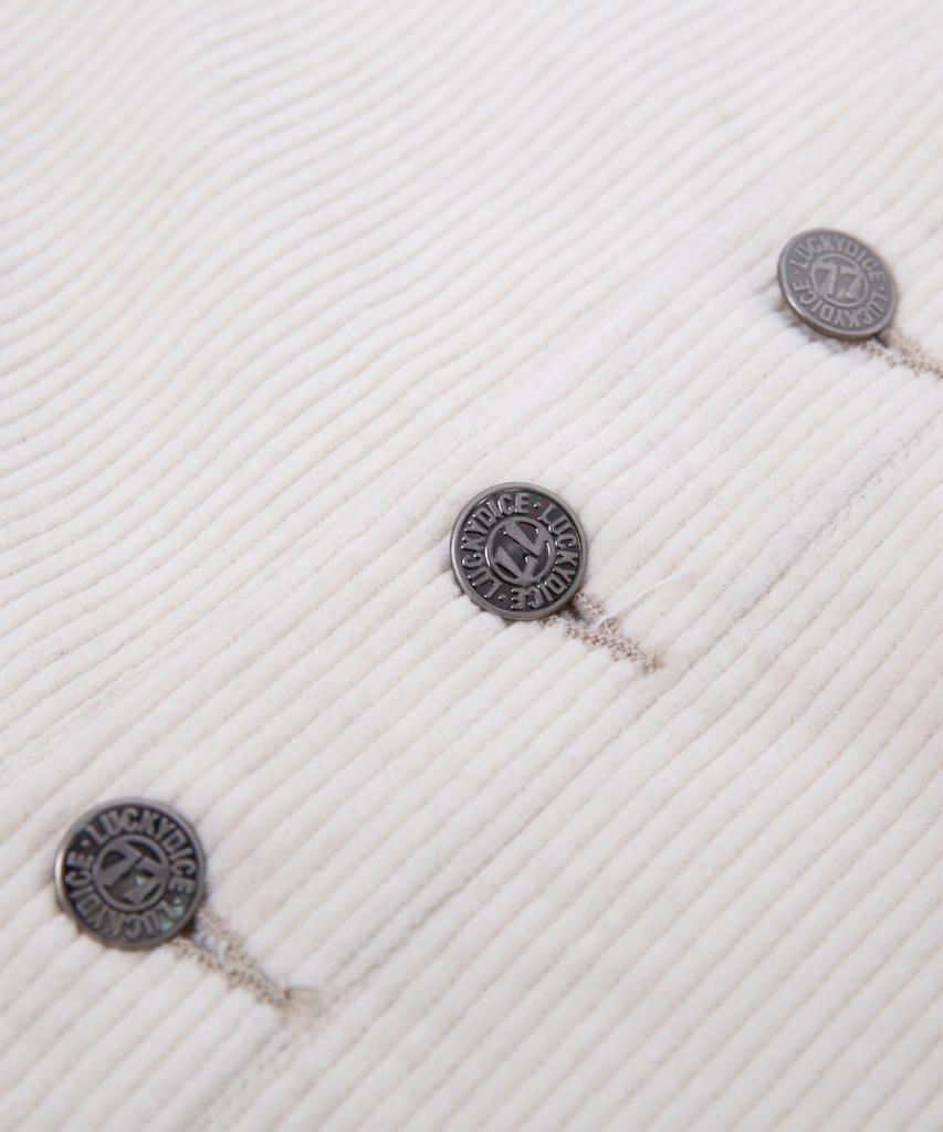 Lucky Dice Corduroy Button Skirt_Ivory