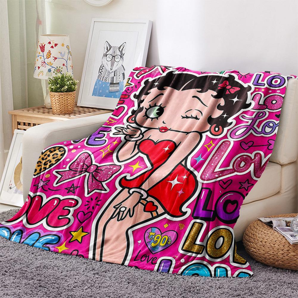Betty Boop2 Flannel Blanket, High quality Comfortable for All Seasons, Home Decor, Warmth and Comfort