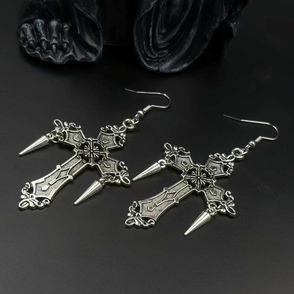 Original Gothic Punk Rivet Cross Pendant Earrings - European & American Popular Dangle Earrings