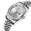BUREI Men's Watch Waterproof Brand Quartz Analog Simple Popular Business Fashion Luminous Watch Birthday Gift (Silver-White 2)