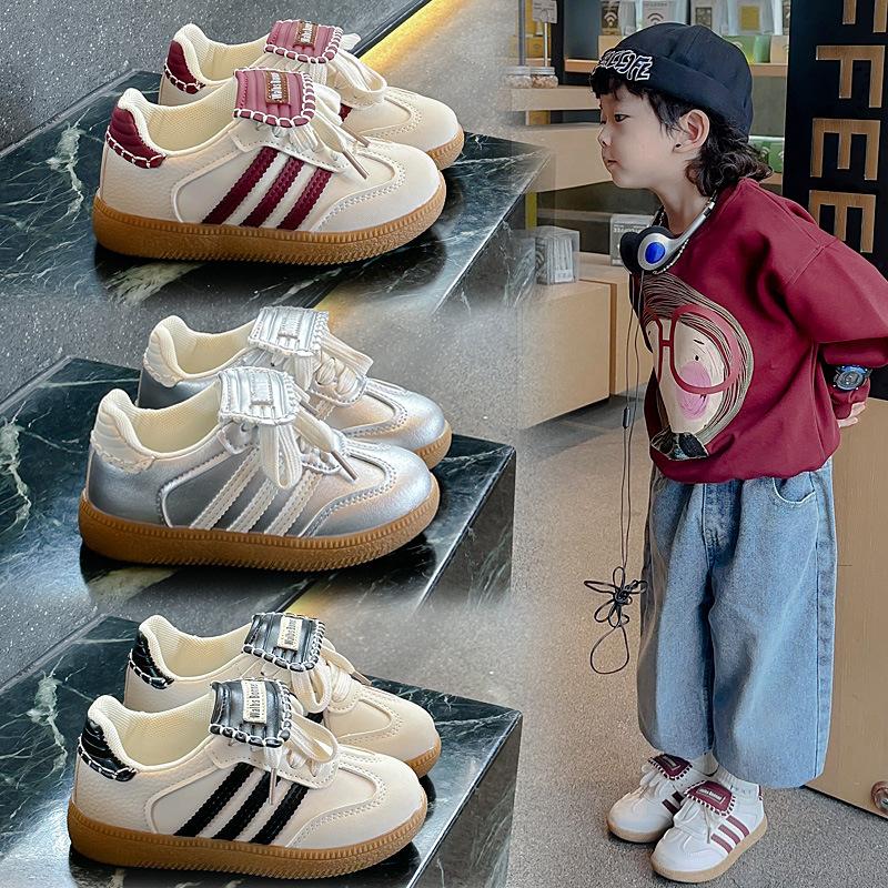 2025 autumn popular baby boy leather casual shoes soft sole non-slip girls Forrest Gump shoes versatile fashion board shoes