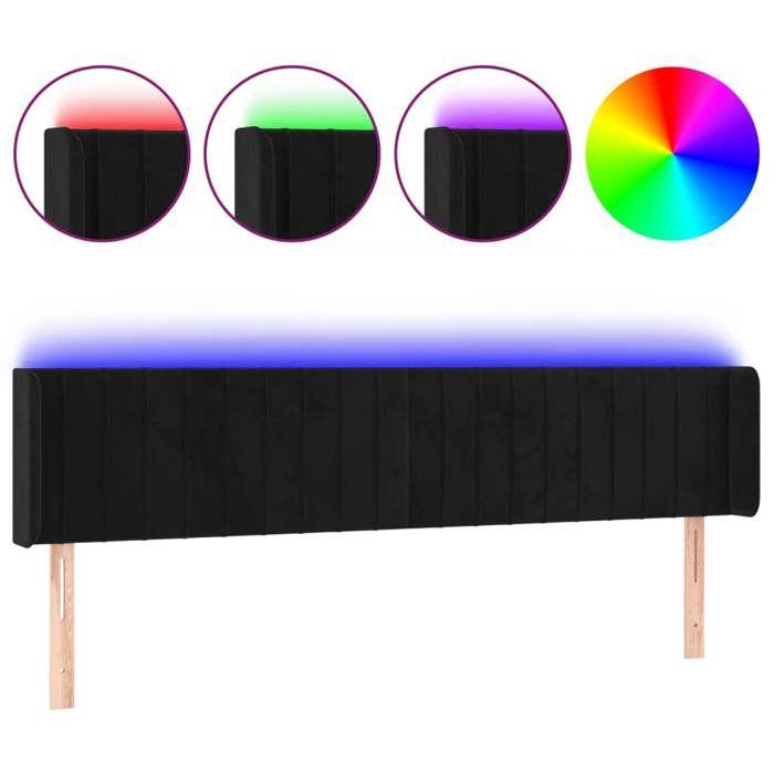 VidaXL Tête de Lit à LED Meuble de Chambre à Coucher Accessoire de Lit Double Tête de Cadre de Lit Intérieur Noir 3123530