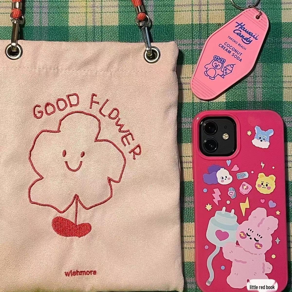 

Оригинальная цветочная сумка-кроссбоди для телефона и монет розовый