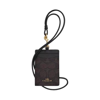 Detachable Lanyard Coated Canvas Card Holder Women Accessories Dark-Brown Black CZ285-IMXAQ