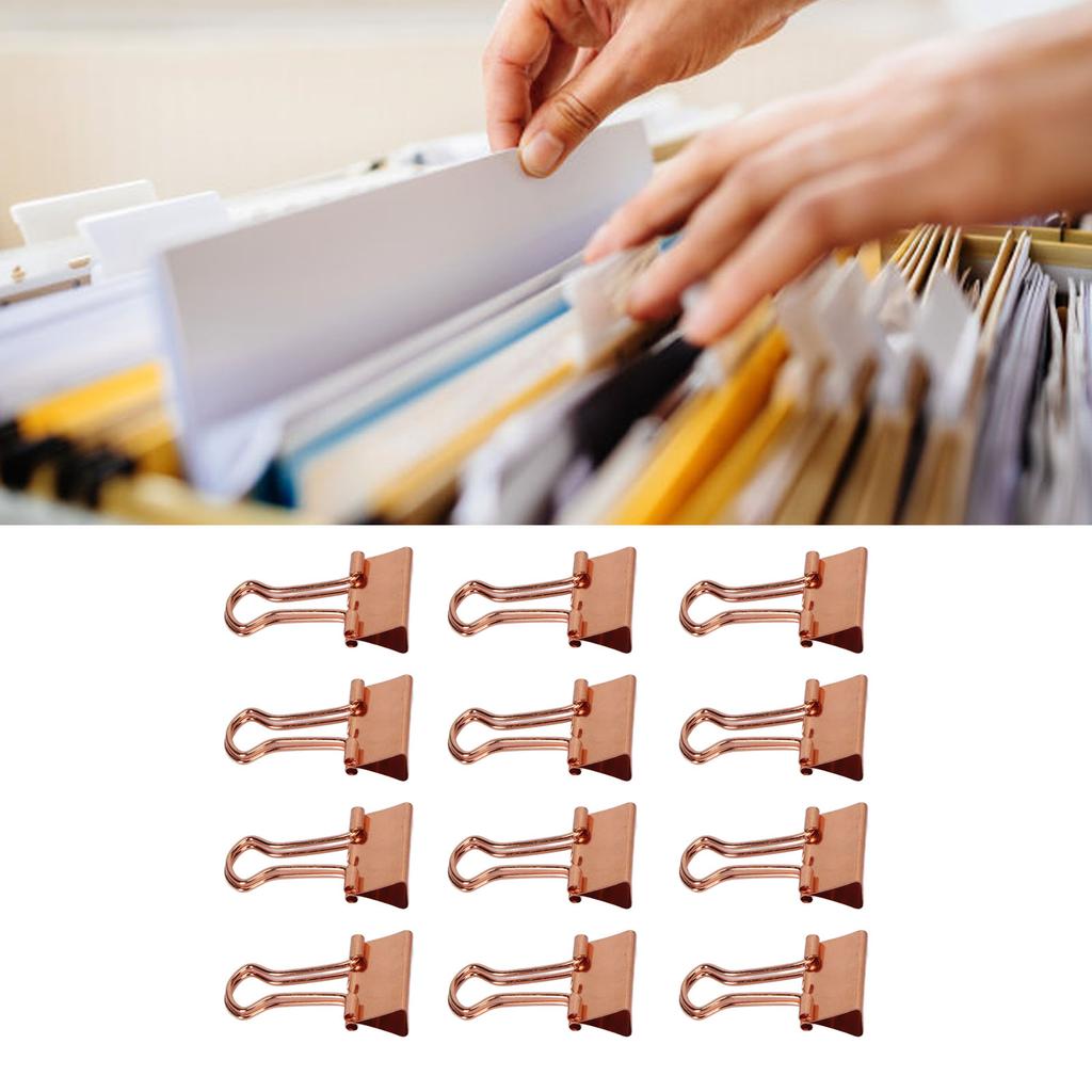 Clips Metal Hollow Long Tail Small Paper Clamps for Documents Tickets Gold 12pcs
