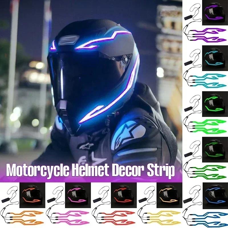 Motorcycle Helmet Light Night Riding Signal Helmet 4 in 1 EL Light 3 Mode Led Helmet Light Strip Decoration Accessorie Kit