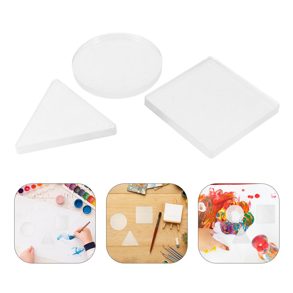 New 3 PCS Gel Press Monoprinting Print Plates Gel Plate, For Card Making Scrapbooking, Triangle Round Square Gel Printing Plate