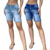 High Waisted Women Denim Shorts Slimming Bermuda Jean Shorts with Pockets Stretch Rolled Cuff