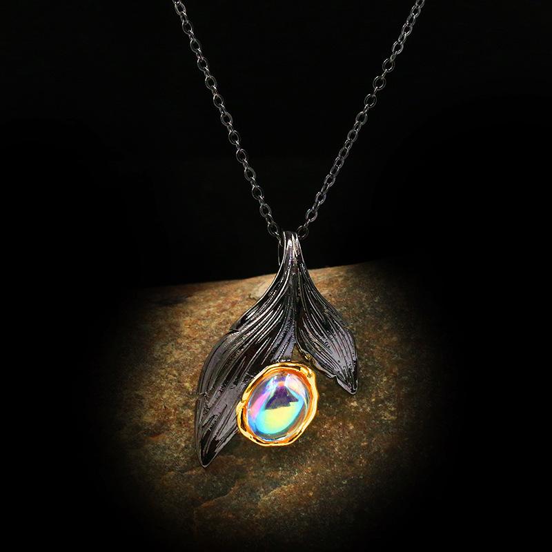 Feather Neck Double Turquoise Collar Collarbone Chain Wild Chain Necklace Choker Multi-Layer Copper