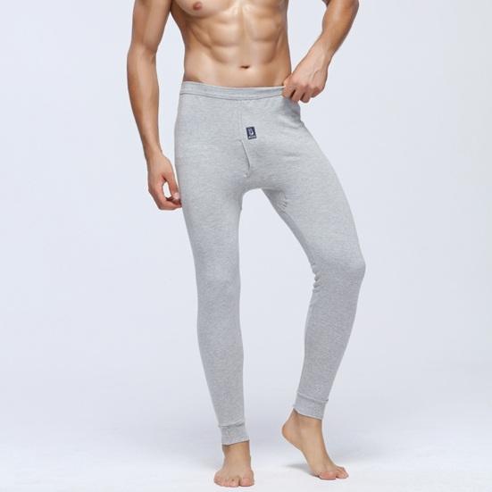 Men Pants Elastic Waist Thermal Insulation Long Johns Solid Color Travel Work School Bottoming