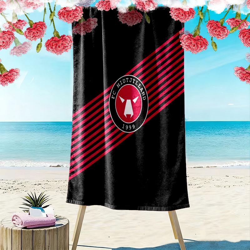 FC Midtjylland logo Print Beach Towel, Large Soft Quick Dry Towel for Beach Camping Swimming