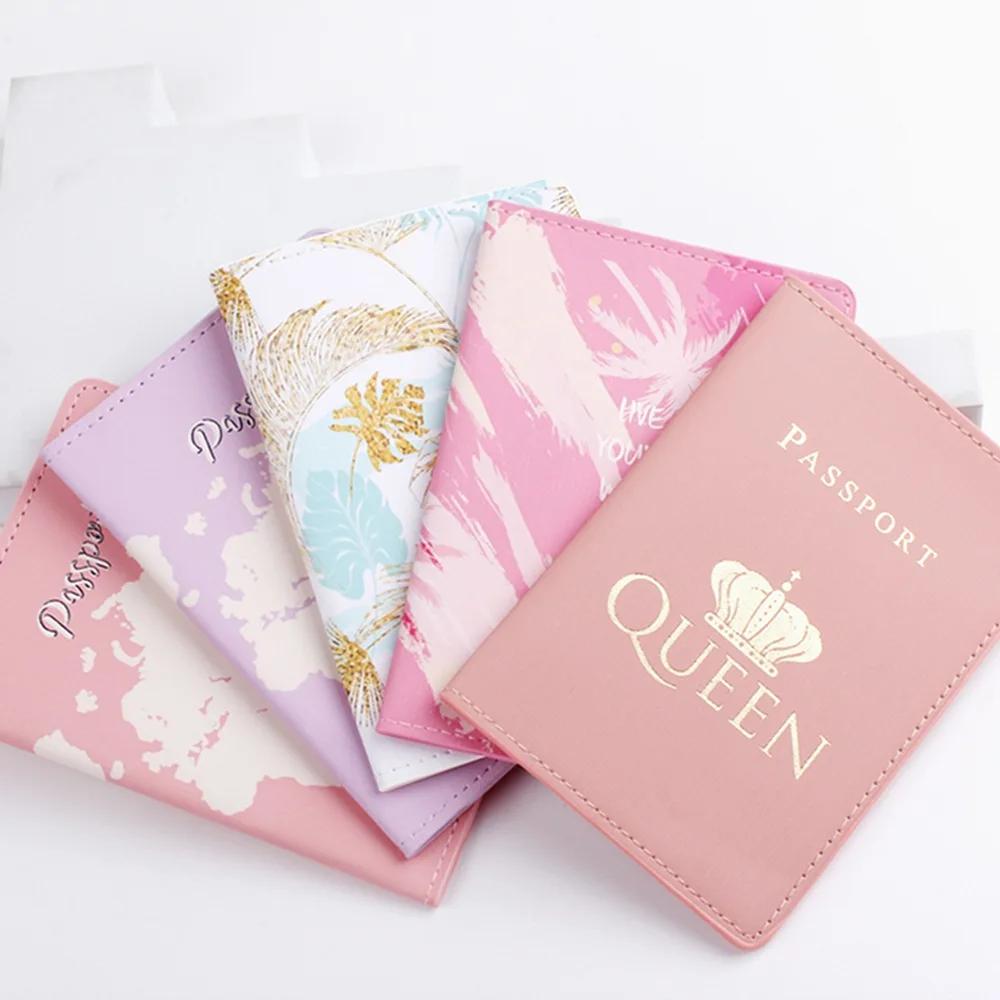 New Color Printed PU Leather Passport Cover Case Bags Travel Women Men Passport Holder ID Card Storage Documents Bag Wallet