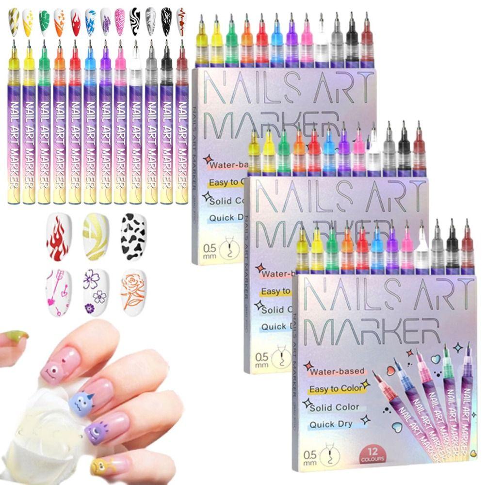 12 Colors Nail Art Graffiti Pen DIY Nail Art Pens Set New Nail Art Marker