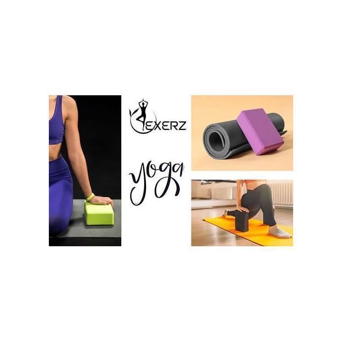 EXERZ Briques Yoga-Blocs De Yoga Haute Densité 2PK - Briques De Mousse De Fitness Confortables, Antidérapantes - Violet