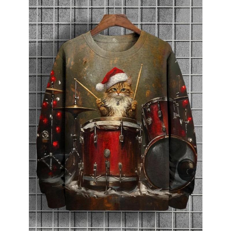 Ski Cycling Cat 3D Print Hoodies for Women Animal Astronauts Pattern Long Sleeved Sweatshirt Autumn Oversized Round Neck Pullovers