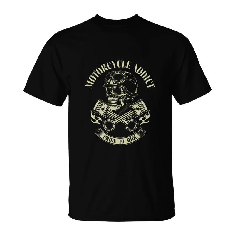 Motorcycle Addict Biker Chopper Bobber Motard Motorrad Summer Short Sleeve Plus Size Print Men T-Shirt Summer  T Shirt