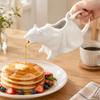 Curved Tail Handle Ceramic Cat Gravy Pitcher Animal Sculpture Cat Milk Jug Figurine  Kitchen