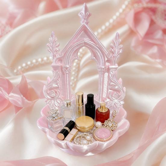 Pearlescent Jewelry Holder Texture Tray, Gothic Retro Arch Design Organizer, Tray 3D Printed Storage Box for Rings Earrings Bracelets Multi-color