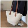 New One Shoulder Cotton Rope Straw Woven Bag Versatile Handmade Woven Bag Women's Large Capacity Tote Bag Beach Vacation Bag
