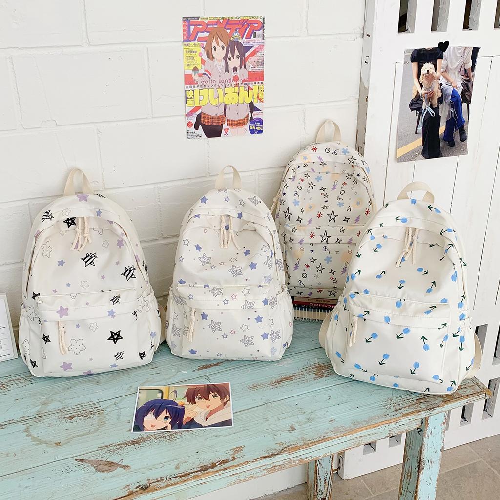 Schoolbag New Small Floral Student Backpack Junior High School Girls Backpack Star Print Floral Backpack Leisure Bag