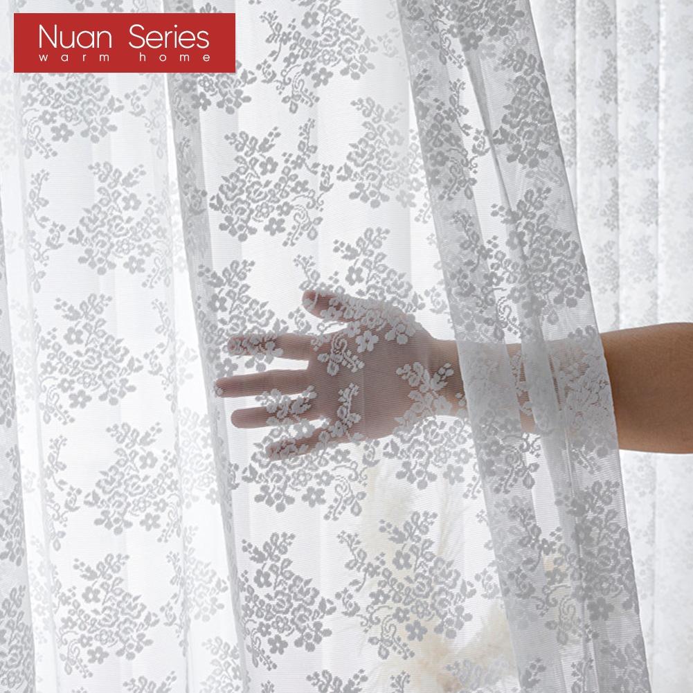 1 Pezzo Serie Nuan Pizzo Bianco Lavorato a Maglia Piccolo Floreale Chiffon Tenda per Soggiorno Camera da Letto Balcone Decorazione Casa