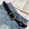Wide PU Vintage Waistband American Style Coffee Y2K Belt Fashion Black Rivet Belt  Party