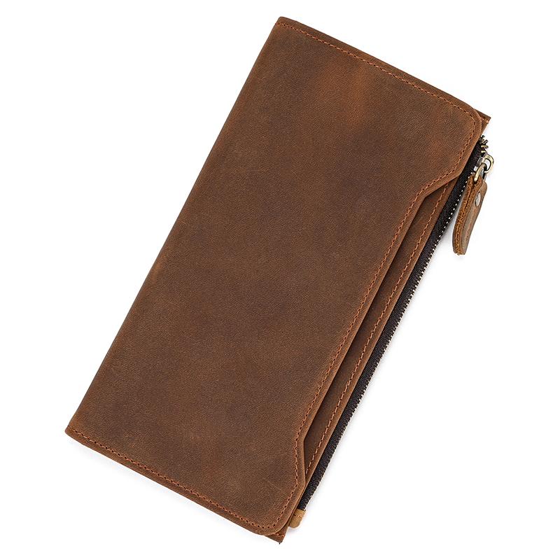 Genuine leather cash wallets vintage leather purse men women clip purse wallet luxury designer long wallet for male female