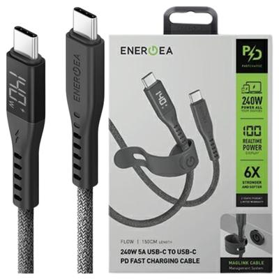 Energea Kabel Flow USB-C - USB-C Digitalanzeige 1.5M Schwarz/Black 240W 5A PD Schnellladung