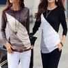 Korean Fashion Women Style Autumn Slim Fit Color Block Blouse Long Sleeve Shirt