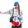 Women's Cartoon Rhinestone Long Sleeve Sweater - Chic Korean Style Loose Knit Round Neck Top for Autumn/Winter