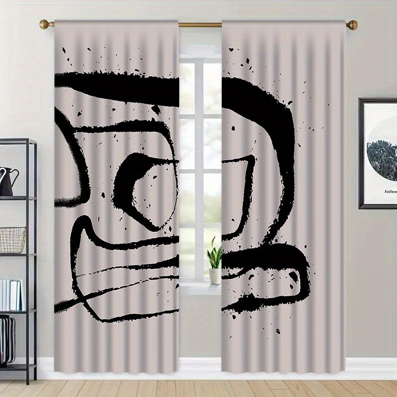 2 - Panel Collection Abstract Art Printed Drapes Rod Pocket Style Ideal for Easy Hanging Fade - Resistant PolyesterDrapesIdeal forBedchamberKitchen