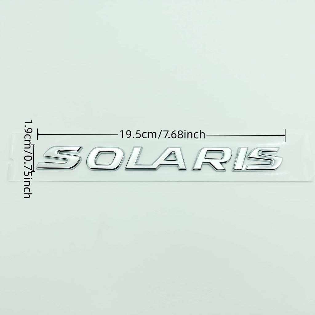 1PC 3D Metal SOLARIS Letters Logo Badge Sticker Car Rear Trunk Emblem Decal for All Cars