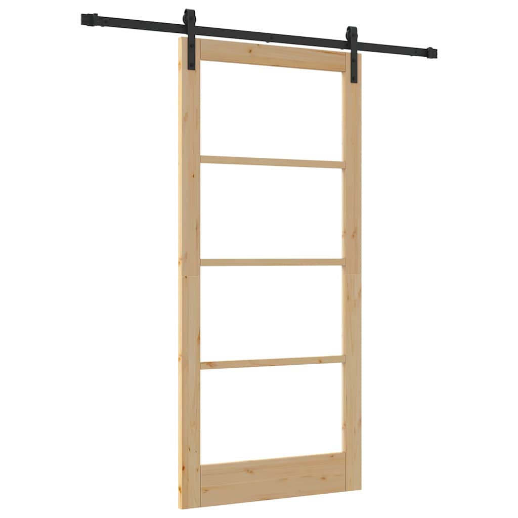 ORKDAL Sliding Door Natural and Black 93 x 202 cm