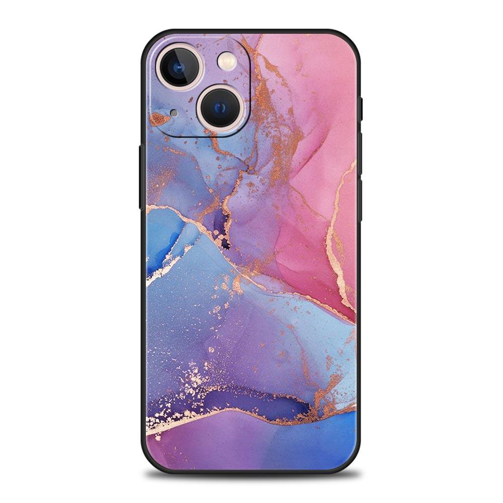 Luxury Phone Case For iPhone 16 15 14 11 Pro Max 13 12 XS X XR 7 8 Plus Shockproof Marble Ink Wash Cover Protect Funda