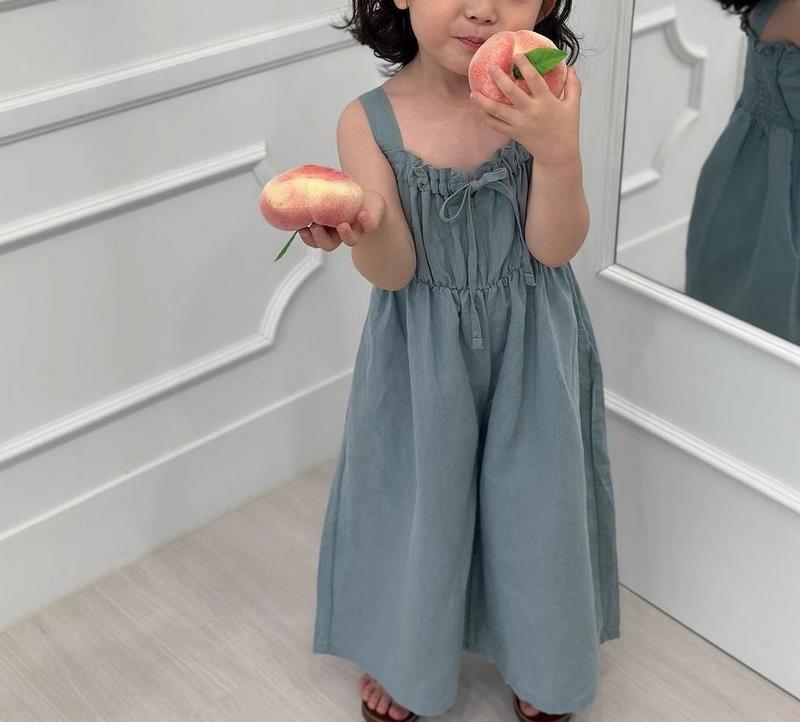 Summer Girls Jumpsuit Loose Children Wide Leg Pants Cotton Baby Girls Sling Pants Fashion Kids Clothes