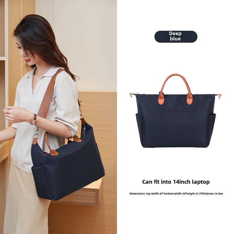 

Модная и повседневная легкая ручная сумка через плечо, сумка для компьютера, вместительная сумка-тоут, водонепроницаемый портфель 14 inches темно-синий