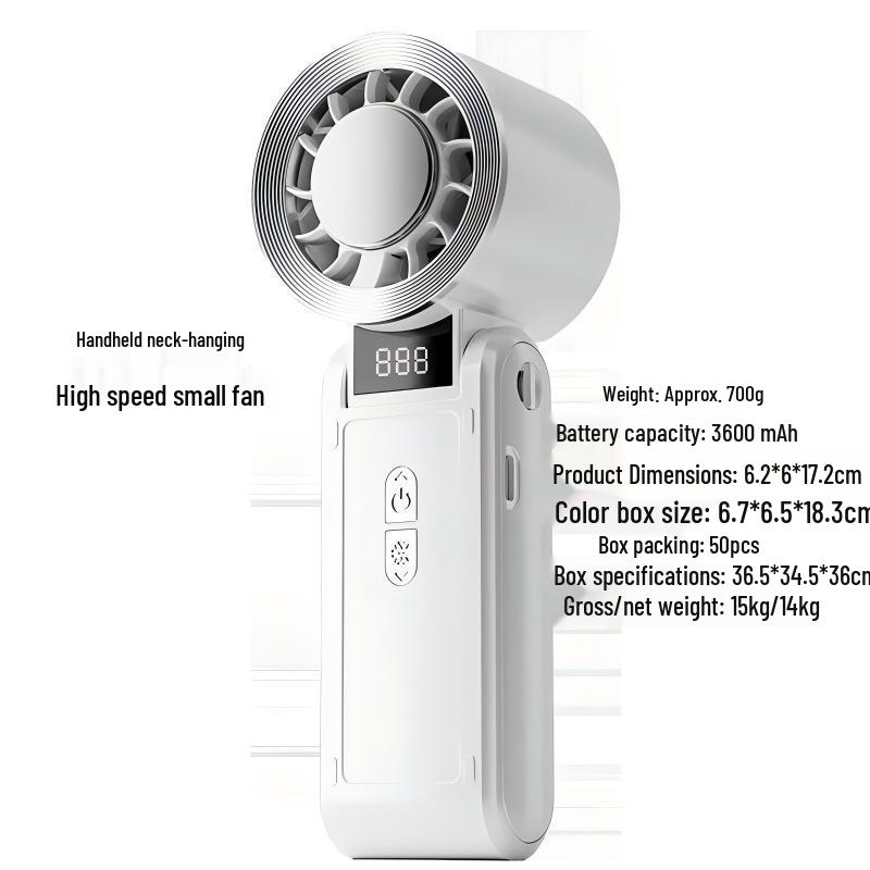 Portable Rechargeable Handheld Mini Fan with Folding Neck and Semiconductor Cooling